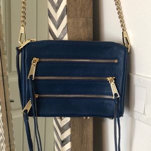 Rebecca minkoff mini 5 zip royal blue crossbody